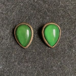 Vintage Green Agate Stud Earrings